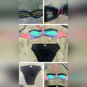 Bathing Suit Bundle of 3 Items - 2 Strapless Tops & 1 Bottom
